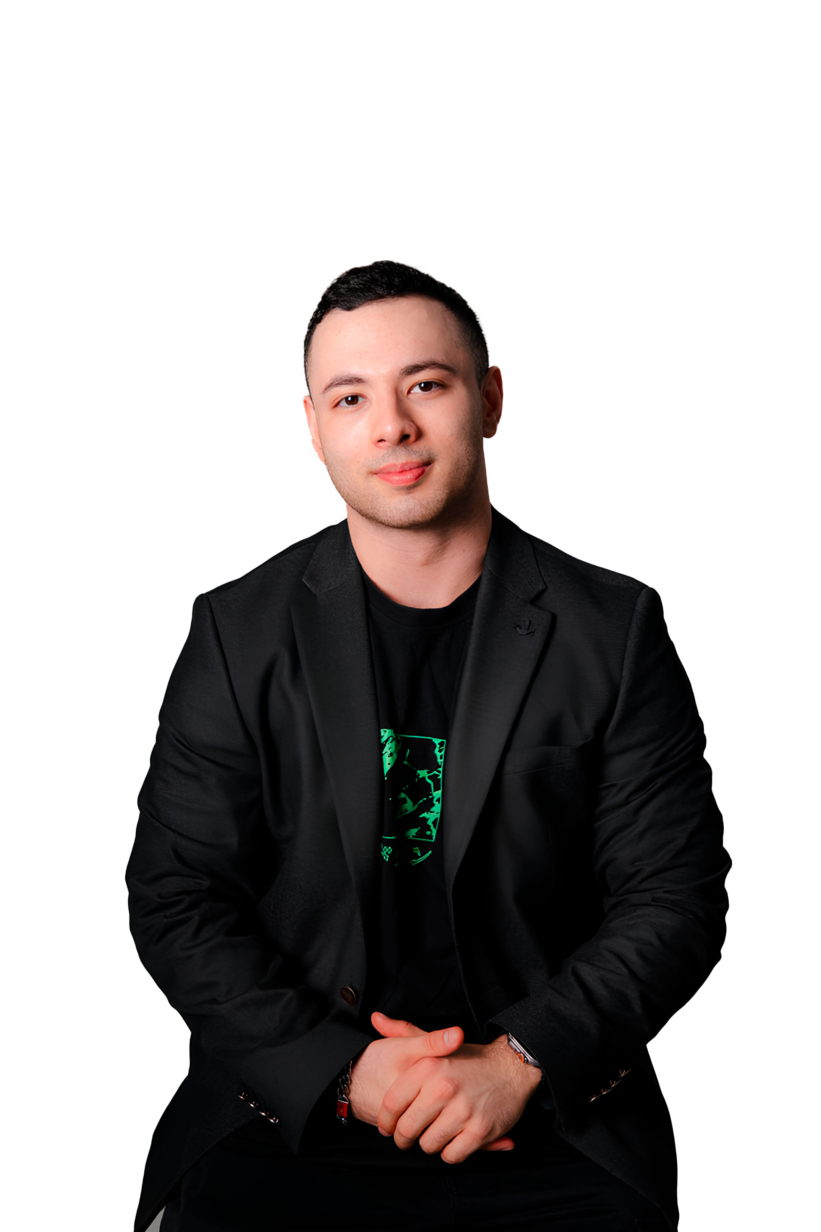 A man in a black jacket